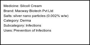 Information about Silcoll Cream (Brand: Macway Biotech Pvt Ltd) - Uses: Prevention of Infections