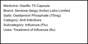 Information about Oselflu 75 Capsule (Brand: Sentosa Geigy (India) Labs Limited) - Uses: Treatment of Influenza (flu)