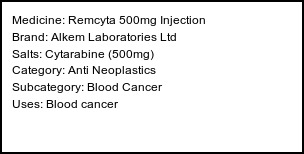 Information about Remcyta 500mg Injection (Brand: Alkem Laboratories Ltd) - Uses: Blood cancer