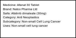 Information about Afanat 30 Tablet (Brand: Natco Pharma Ltd) - Uses: Non-small cell lung cancer