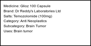 Information about Glioz 100 Capsule (Brand: Dr Reddy's Laboratories Ltd) - Uses: Brain tumor