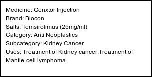 Information about Genxtor Injection (Brand: Biocon) - Uses: Treatment of Kidney cancer,Treatment of Mantle-cell lymphoma