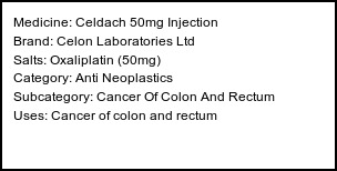 Information about Celdach 50mg Injection (Brand: Celon Laboratories Ltd) - Uses: Cancer of colon and rectum