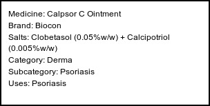 Information about Calpsor C Ointment (Brand: Eris Oaknet Healthcare Pvt Ltd) - Uses: Psoriasis