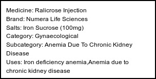 Information about Ralicrose Injection (Brand: Numera Life Sciences) - Uses: Iron deficiency anemia,Anemia due to chronic kidney disease