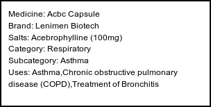 Information about Acbc Capsule (Brand: Lenimen Biotech) - Uses: Asthma,Chronic obstructive pulmonary disease (COPD),Treatment of Bronchitis