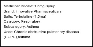Information about Bricalet 1.5mg Syrup (Brand: Innovative Pharmaceuticals) - Uses: Chronic obstructive pulmonary disease (COPD),Asthma
