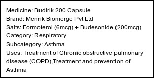 Information about Budirik 200 Capsule (Brand: Menrik Biomerge Pvt Ltd) - Uses: Treatment of Chronic obstructive pulmonary disease (COPD),Treatment and prevention of Asthma