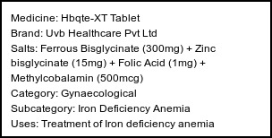 Information about Hbqte-XT Tablet (Brand: Uvb Healthcare Pvt Ltd) - Uses: Treatment of Iron deficiency anemia