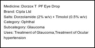 Information about Dorzox T PF Eye Drop (Brand: Cipla Ltd) - Uses: Treatment of Glaucoma,Treatment of Ocular hypertension