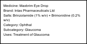 Information about Maxbrim Eye Drop (Brand: Intas Pharmaceuticals Ltd) - Uses: Treatment of Glaucoma