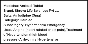 Information about Amloz 5 Tablet (Brand: Shreya Life Sciences Pvt Ltd) - Uses: Angina (heart-related chest pain),Treatment of Hypertension (high blood pressure),Arrhythmia,Hypertensive emergency,Subarachnoid haemorrhage,Anal fissure