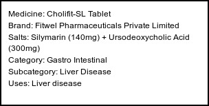 Information about Cholifit-SL Tablet (Brand: Fitwel Pharmaceuticals Private Limited) - Uses: Liver disease