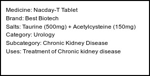 Information about Nacday-T Tablet (Brand: Best Biotech) - Uses: Treatment of Chronic kidney disease