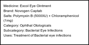 Information about Excol Eye Ointment (Brand: Novogen Captab) - Uses: Treatment of Bacterial eye infections