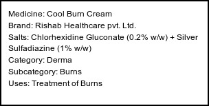 Information about Cool Burn Cream (Brand: Rishab Healthcare pvt. Ltd.) - Uses: Treatment of Burns