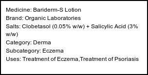 Information about Bariderm-S Lotion (Brand: Organic Laboratories) - Uses: Treatment of Eczema,Treatment of Psoriasis