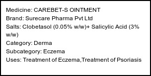 Information about CAREBET-S OINTMENT (Brand: Surecare Pharma Pvt Ltd) - Uses: Treatment of Eczema,Treatment of Psoriasis