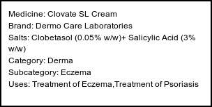 Information about Clovate SL Cream (Brand: Dermo Care Laboratories) - Uses: Treatment of Eczema,Treatment of Psoriasis