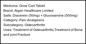 Information about Grow Cart Tablet (Brand: Algen Healthcare Limited) - Uses: Treatment of Osteoarthritis,Treatment of Bone and joint Fracture