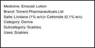 Information about Emscab Lotion (Brand: Torrent Pharmaceuticals Ltd) - Uses: Scabies