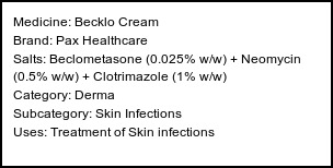 Information about Becklo Cream (Brand: Pax Healthcare) - Uses: Treatment of Skin infections