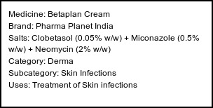 Information about Betaplan Cream (Brand: Pharma Planet India) - Uses: Treatment of Skin infections