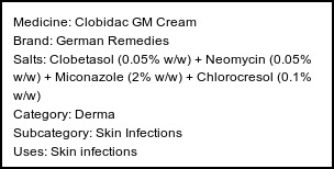 Information about Clobidac GM Cream (Brand: German Remedies) - Uses: Skin infections