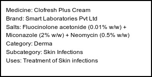 Information about Clofresh Plus Cream (Brand: Smart Laboratories Pvt Ltd) - Uses: Treatment of Skin infections