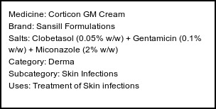 Information about Corticon GM Cream (Brand: Sansill Formulations) - Uses: Treatment of Skin infections