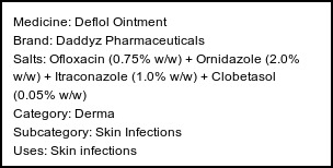 Information about Deflol Ointment (Brand: Daddyz Pharmaceuticals) - Uses: Skin infections