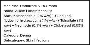 Information about Dermikem KT 5 Cream (Brand: Alkem Laboratories Ltd) - Uses: Treatment of Skin infections