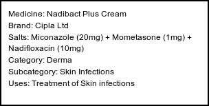 Information about Nadibact Plus Cream (Brand: Cipla Ltd) - Uses: Treatment of Skin infections