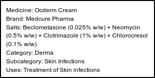 Information about Ocderm Cream (Brand: Medcure Pharma) - Uses: Treatment of Skin infections
