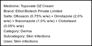 Information about Topovate OZ Cream (Brand: Elliot Biotech Private Limited) - Uses: Skin infections