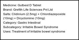 Information about Gutbest D Tablet (Brand: Grefith Life Sciences Pvt Ltd) - Uses: Treatment of Irritable bowel syndrome