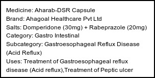 Information about Aharab-DSR Capsule (Brand: Ahagoal Healthcare Pvt Ltd) - Uses: Treatment of Gastroesophageal reflux disease (Acid reflux),Treatment of Peptic ulcer disease