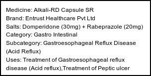 Information about Alkali-RD Capsule SR (Brand: Entrust Healthcare Pvt Ltd) - Uses: Treatment of Gastroesophageal reflux disease (Acid reflux),Treatment of Peptic ulcer disease