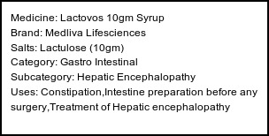 Information about Lactovos 10gm Syrup (Brand: Medliva Lifesciences) - Uses: Constipation,Intestine preparation before any surgery,Treatment of Hepatic encephalopathy