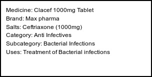 Information about Clacef 1000mg Tablet (Brand: Max pharma) - Uses: Treatment of Bacterial infections