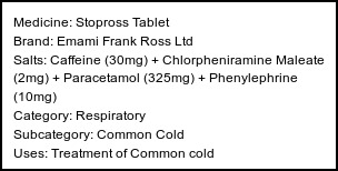Information about Stopross Tablet (Brand: Emami Frank Ross Ltd) - Uses: Treatment of Common cold