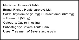 Information about Tromol-D Tablet (Brand: Rishab Healthcare pvt. Ltd.) - Uses: Treatment of Severe acute pain