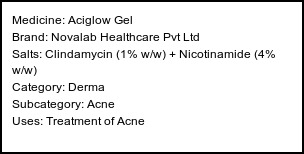 Information about Aciglow Gel (Brand: Novalab Healthcare Pvt Ltd) - Uses: Treatment of Acne