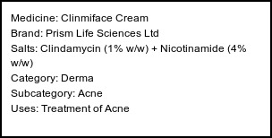 Information about Clinmiface Cream (Brand: Prism Life Sciences Ltd) - Uses: Treatment of Acne