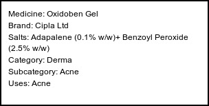 Information about Oxidoben Gel (Brand: Cipla Ltd) - Uses: Acne
