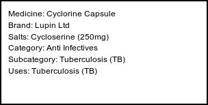 Information about Cyclorine Capsule (Brand: Lupin Ltd) - Uses: Tuberculosis (TB)
