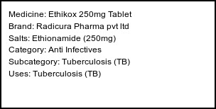 Information about Ethikox 250mg Tablet (Brand: Radicura Pharma pvt ltd) - Uses: Tuberculosis (TB)