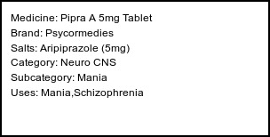 Information about Pipra A 5mg Tablet (Brand: Psycormedies) - Uses: Mania,Schizophrenia