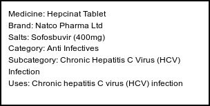 Information about Hepcinat Tablet (Brand: Natco Pharma Ltd) - Uses: Chronic hepatitis C virus (HCV) infection