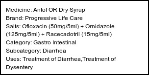 Information about Antof OR Dry Syrup (Brand: Progressive Life Care) - Uses: Treatment of Diarrhea,Treatment of Dysentery